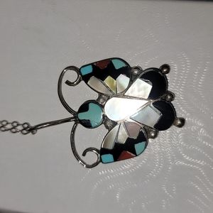 Zuni Butterfly Pendant and earrings